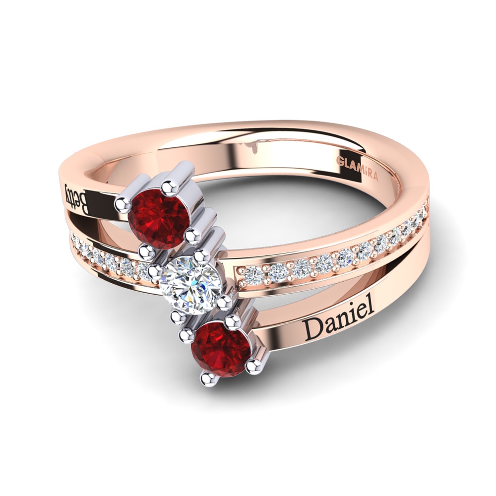 14K Rose & White Gold Red Zirconia Ring Josanne