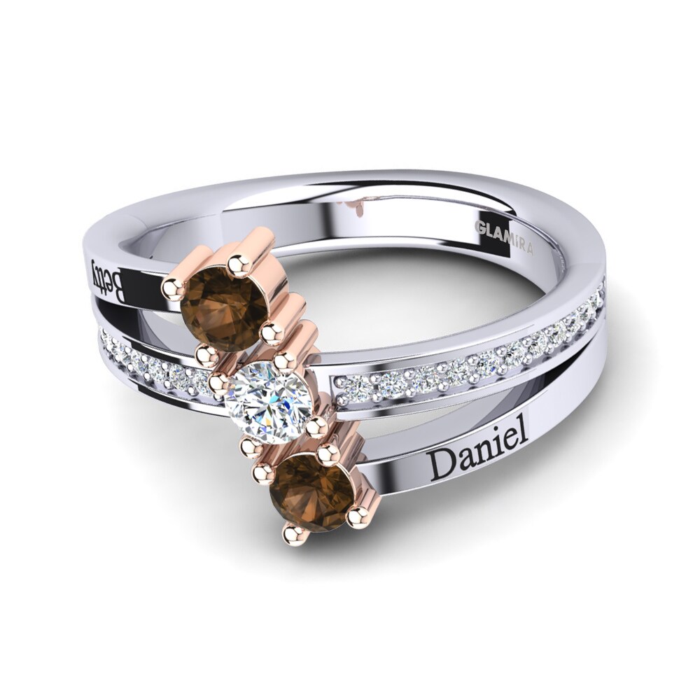9ct White & Rose Gold Smoky Quartz Ring Josanne