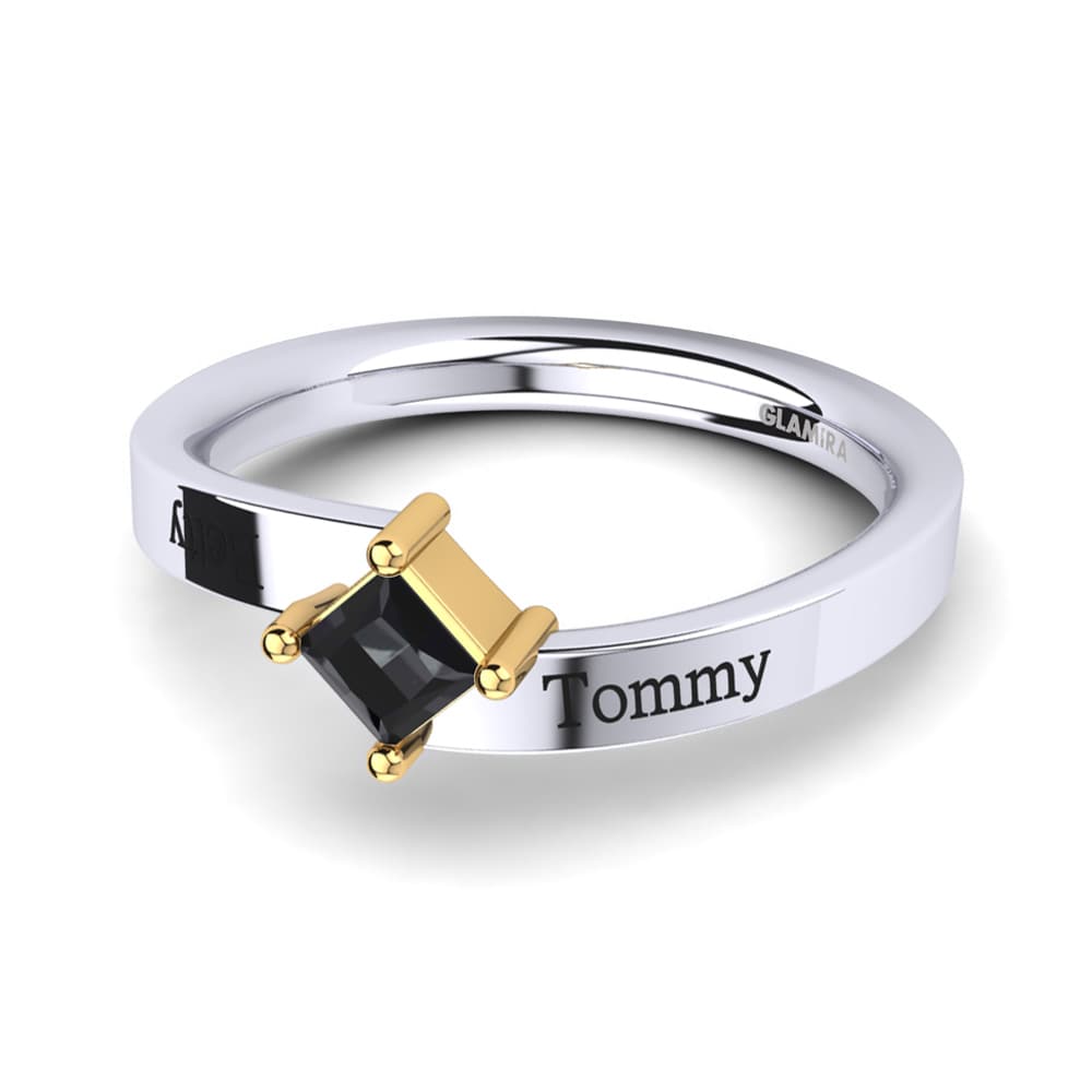 9ct White & Yellow Gold Black Onyx Ring Malvika