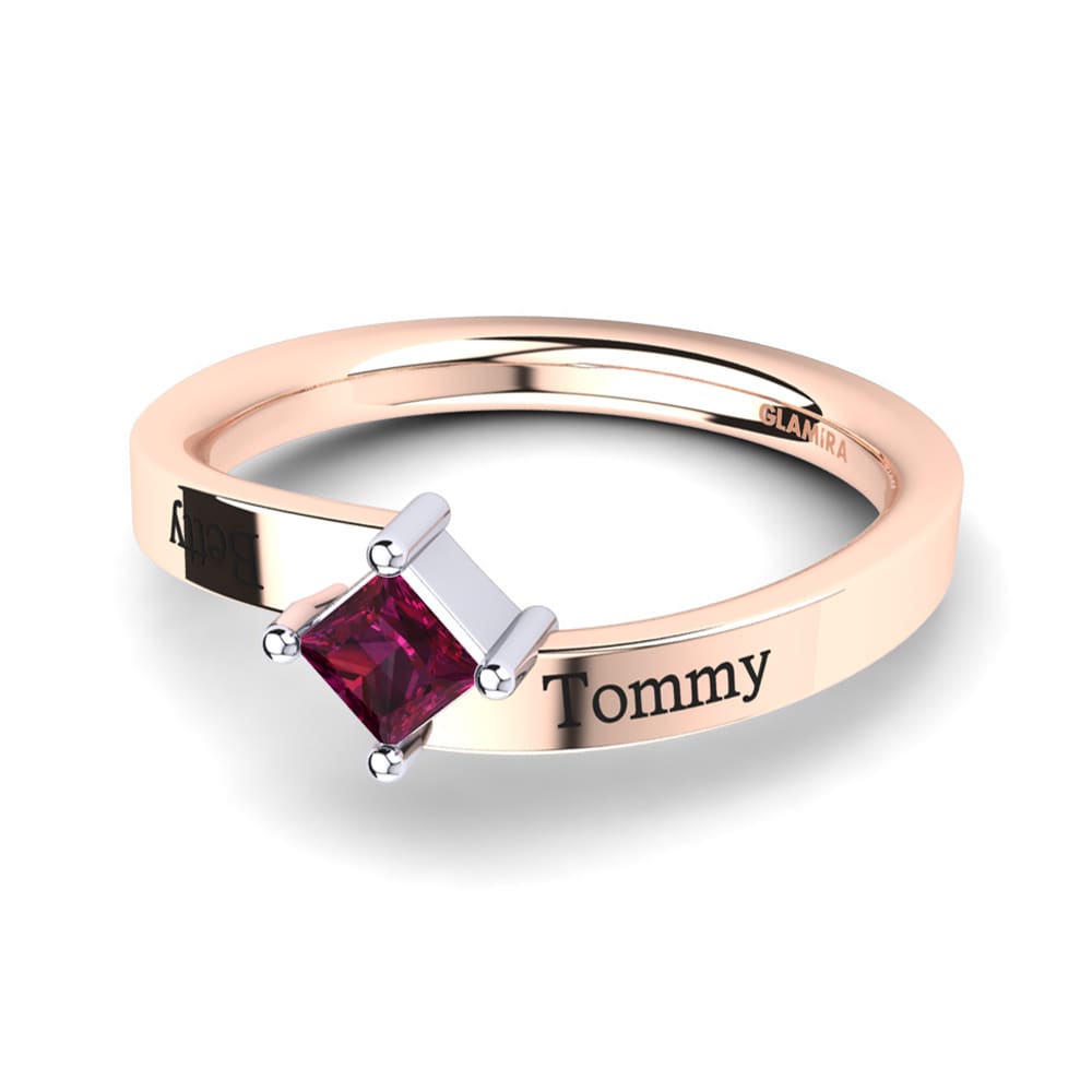 18ct Rose & White Gold Rhodolite Garnet Ring Malvika