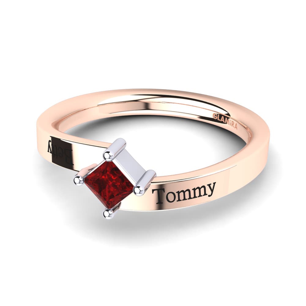 14K Rose & White Gold Red Zirconia Ring Malvika