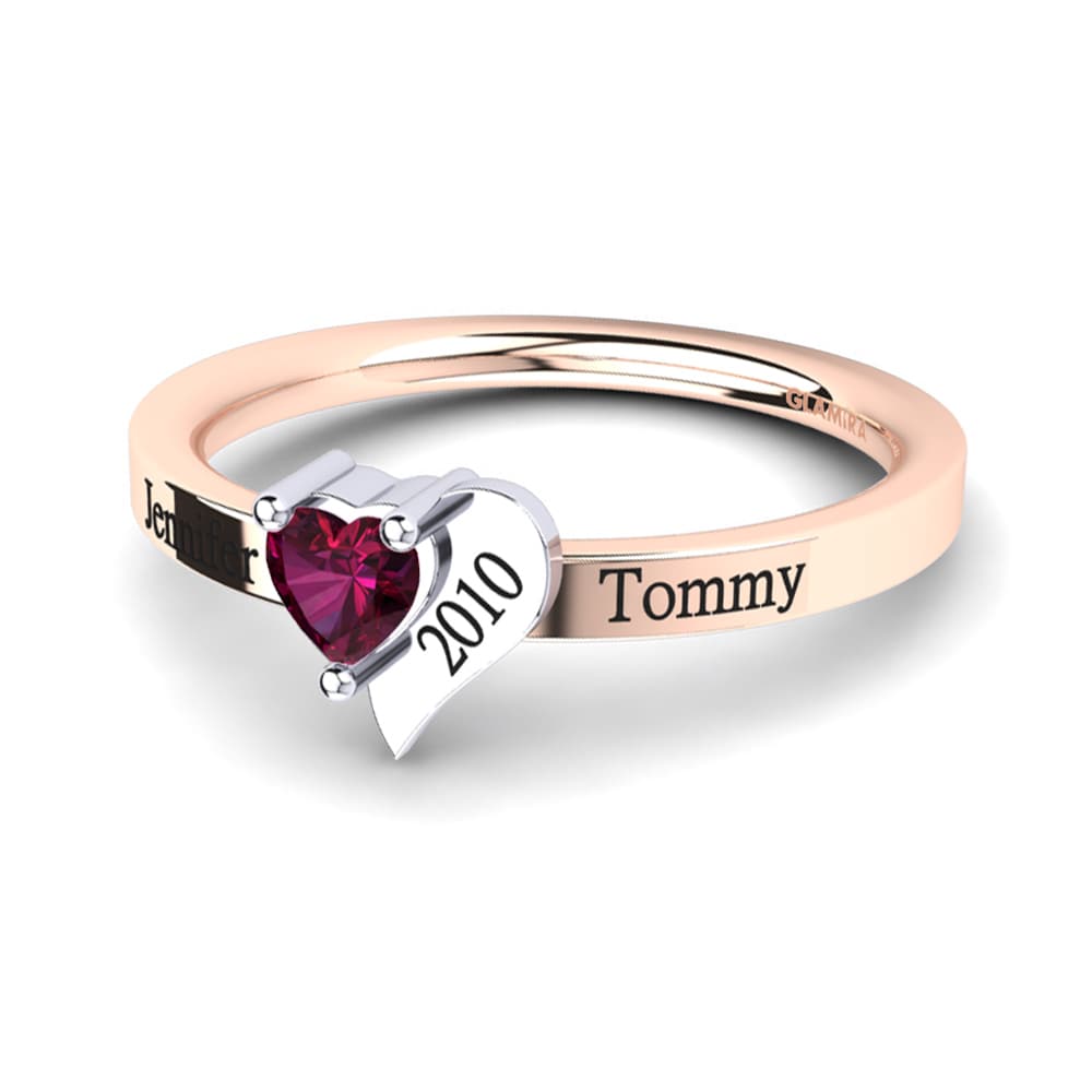 18ct Rose & White Gold Rhodolite Garnet Ring Manjari
