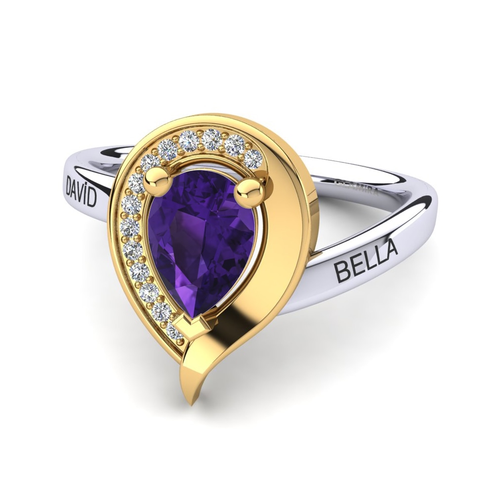 Weiss & Gelbgold 585 Amethyst Ringe Nelsania