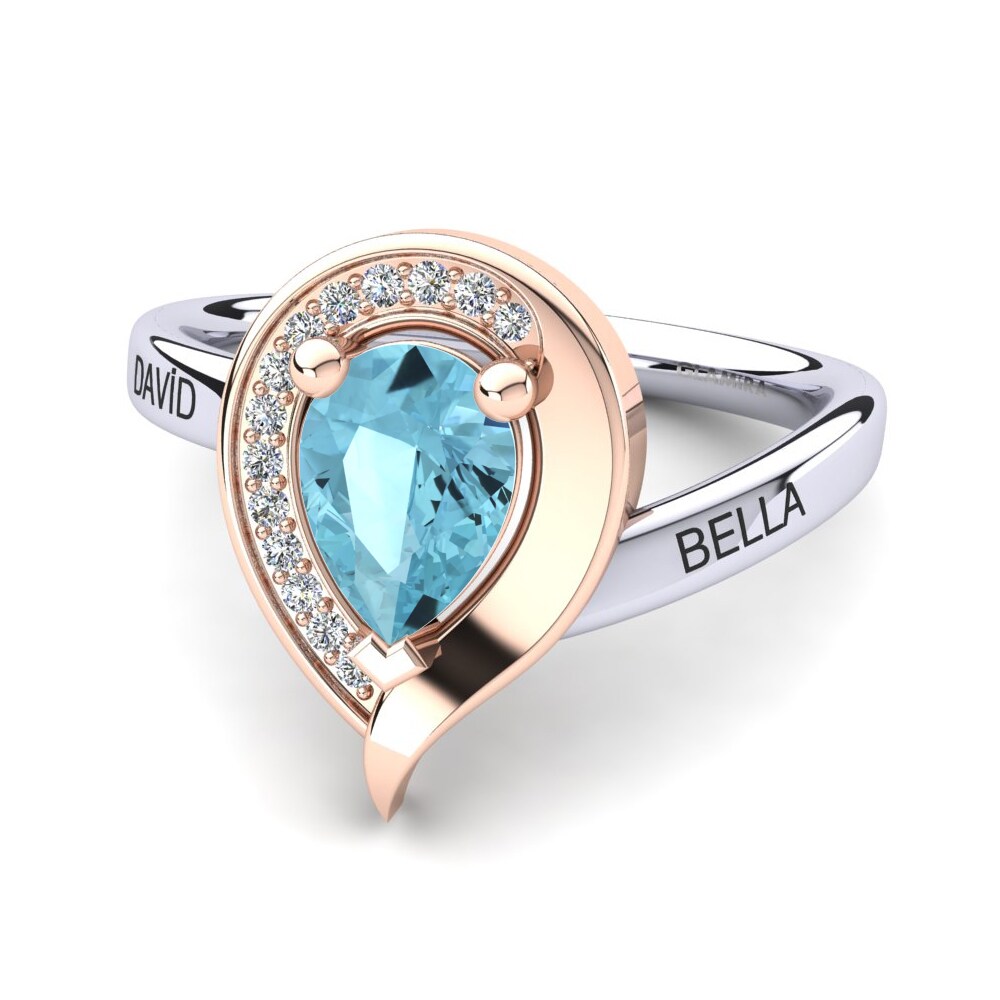 Weiss & Rotgold 585 Aquamarin Ringe Nelsania