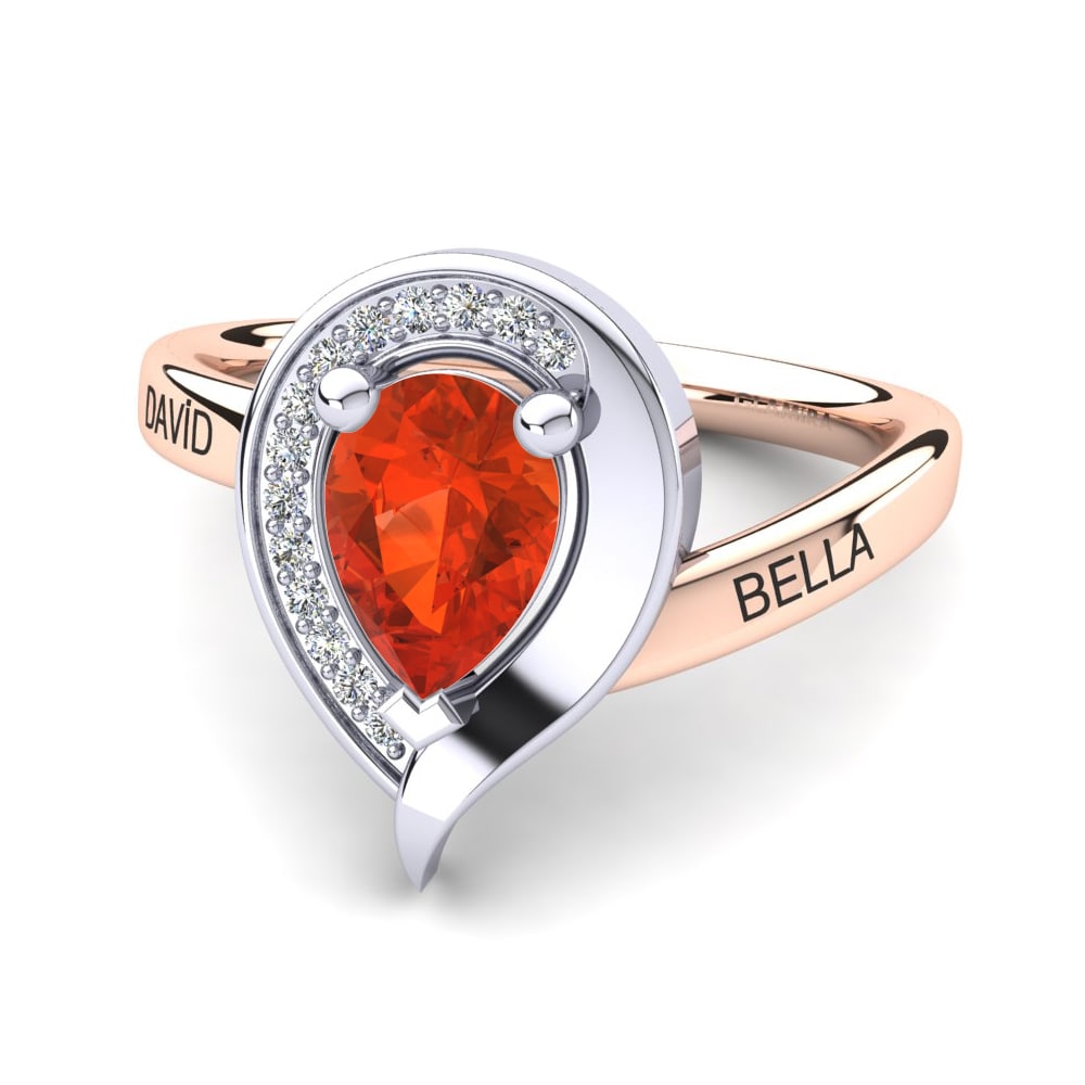14ct Rose & White Gold Fire Opal Ring Nelsania