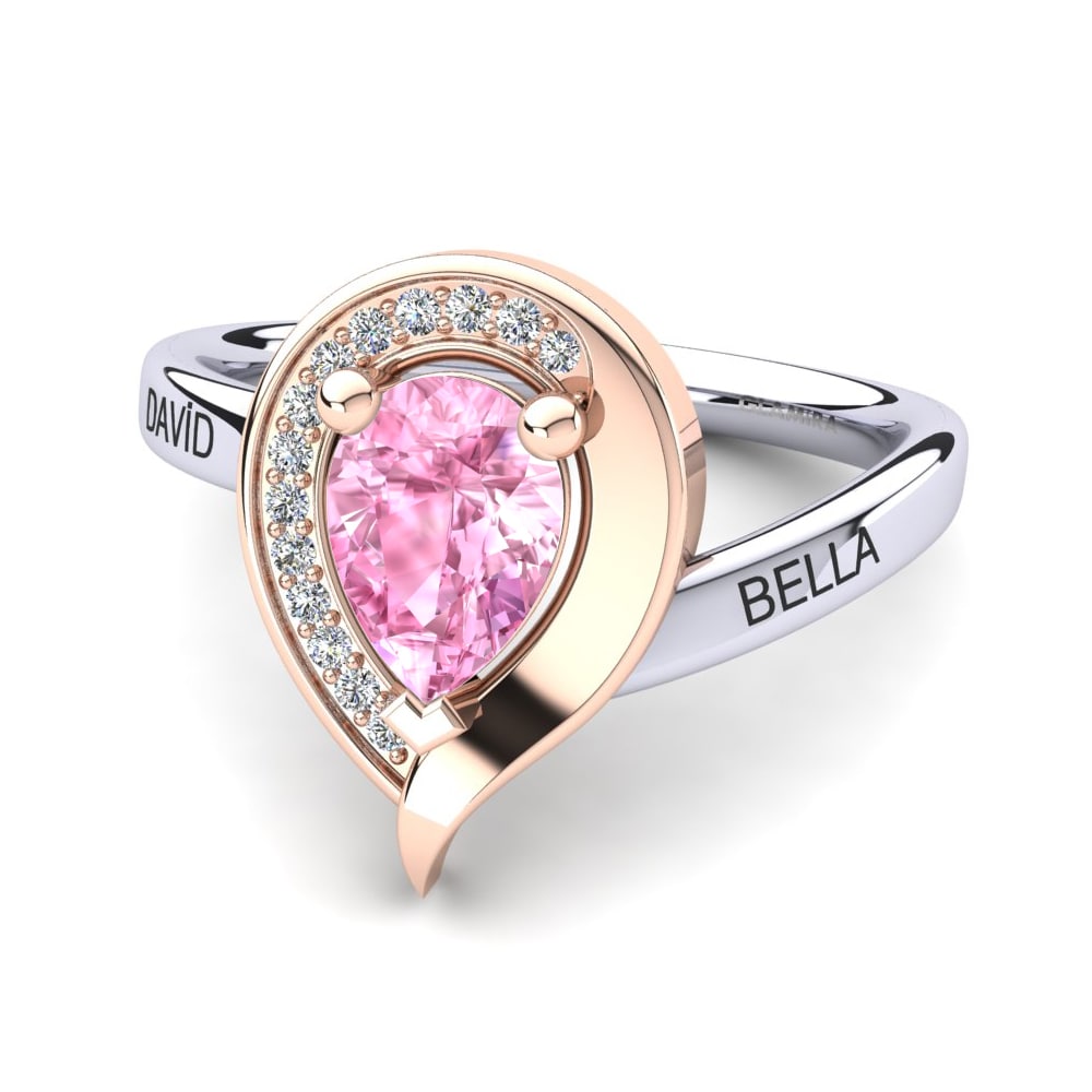 Weiss & Rotgold 585 Rosa Saphir Ringe Nelsania