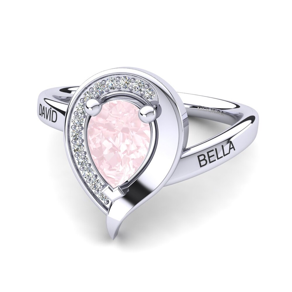 Or Blanc 9k Quartz Rose Bague Nelsania