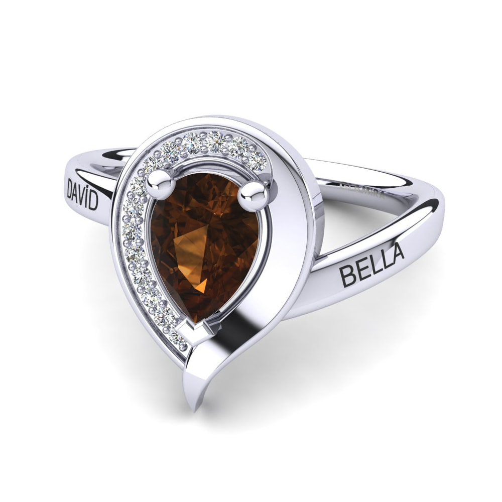 Palladium 950 Rauchquarz Ringe Nelsania
