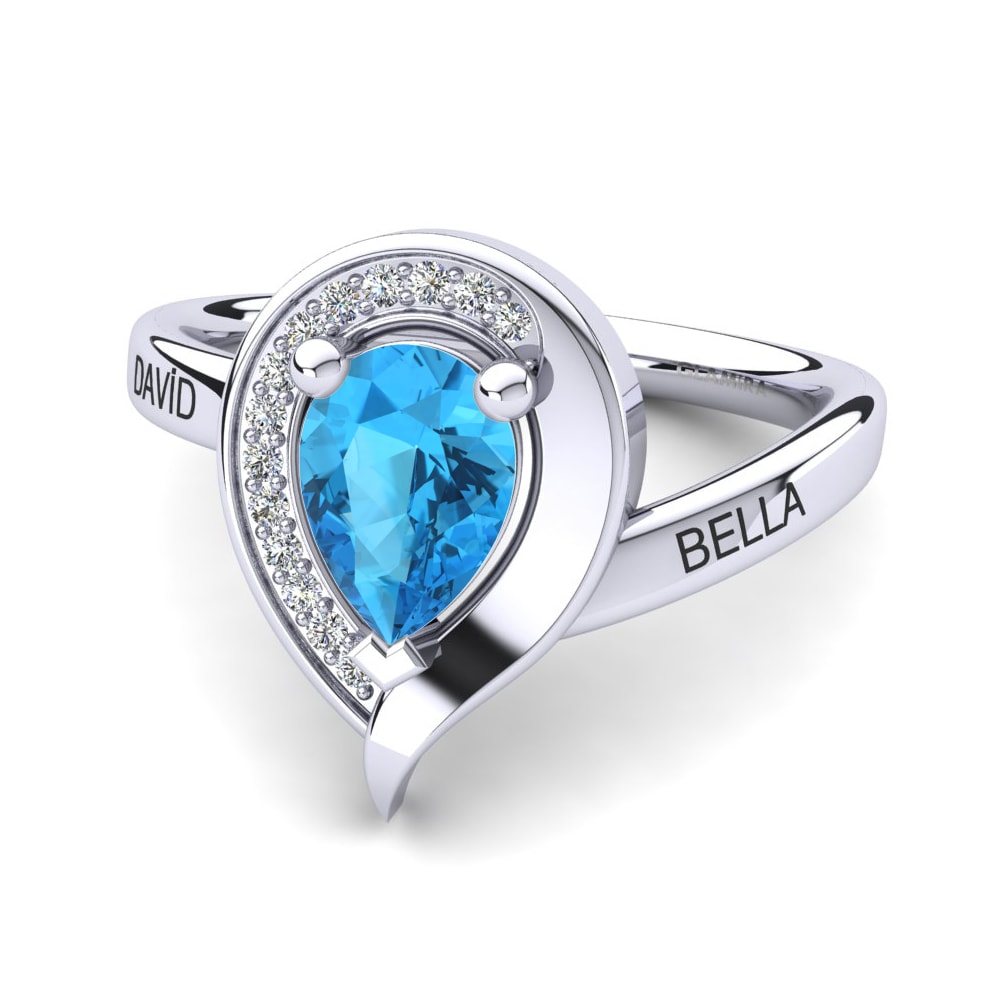 Palladium 950 Blaue Topas Ringe Nelsania