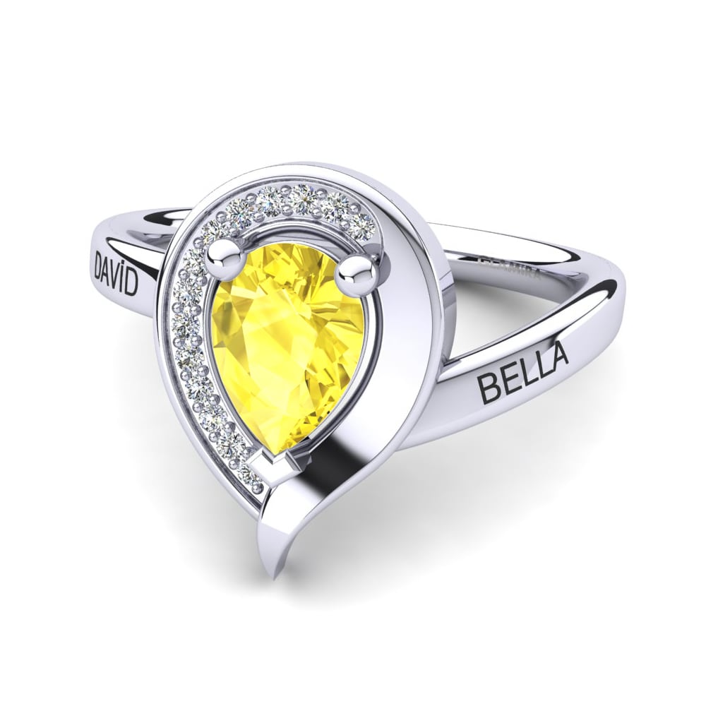 Palladium 950 Gelber Saphir Ringe Nelsania