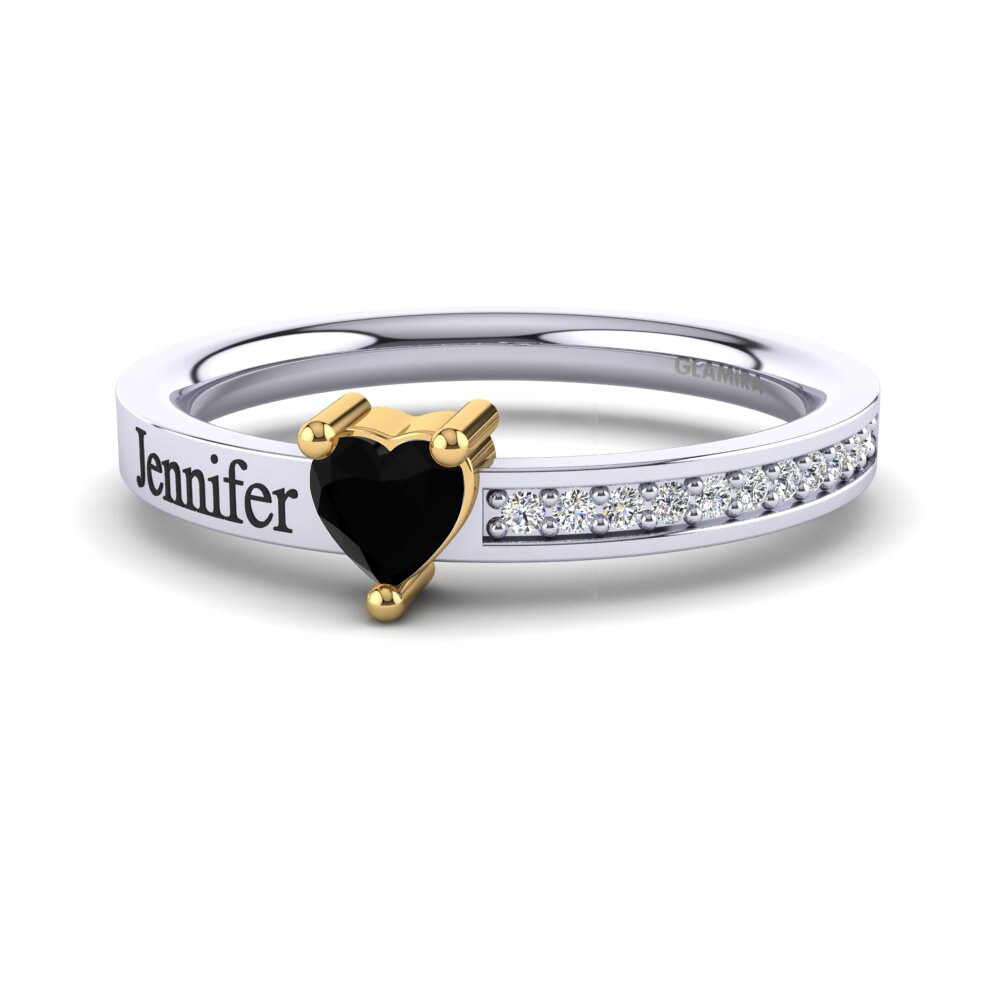 9ct White & Yellow Gold Black Onyx Ring Quanika