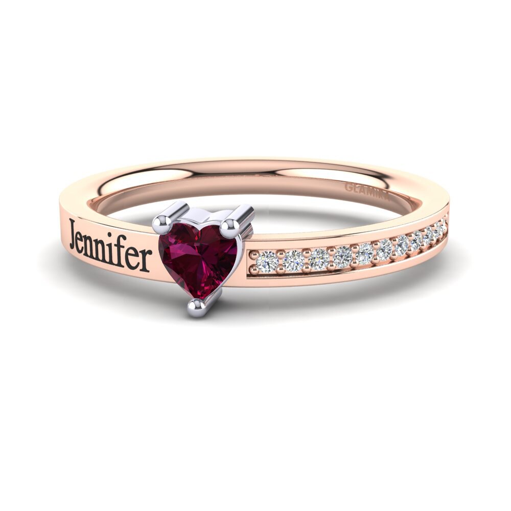 18ct Rose & White Gold Rhodolite Garnet Ring Quanika