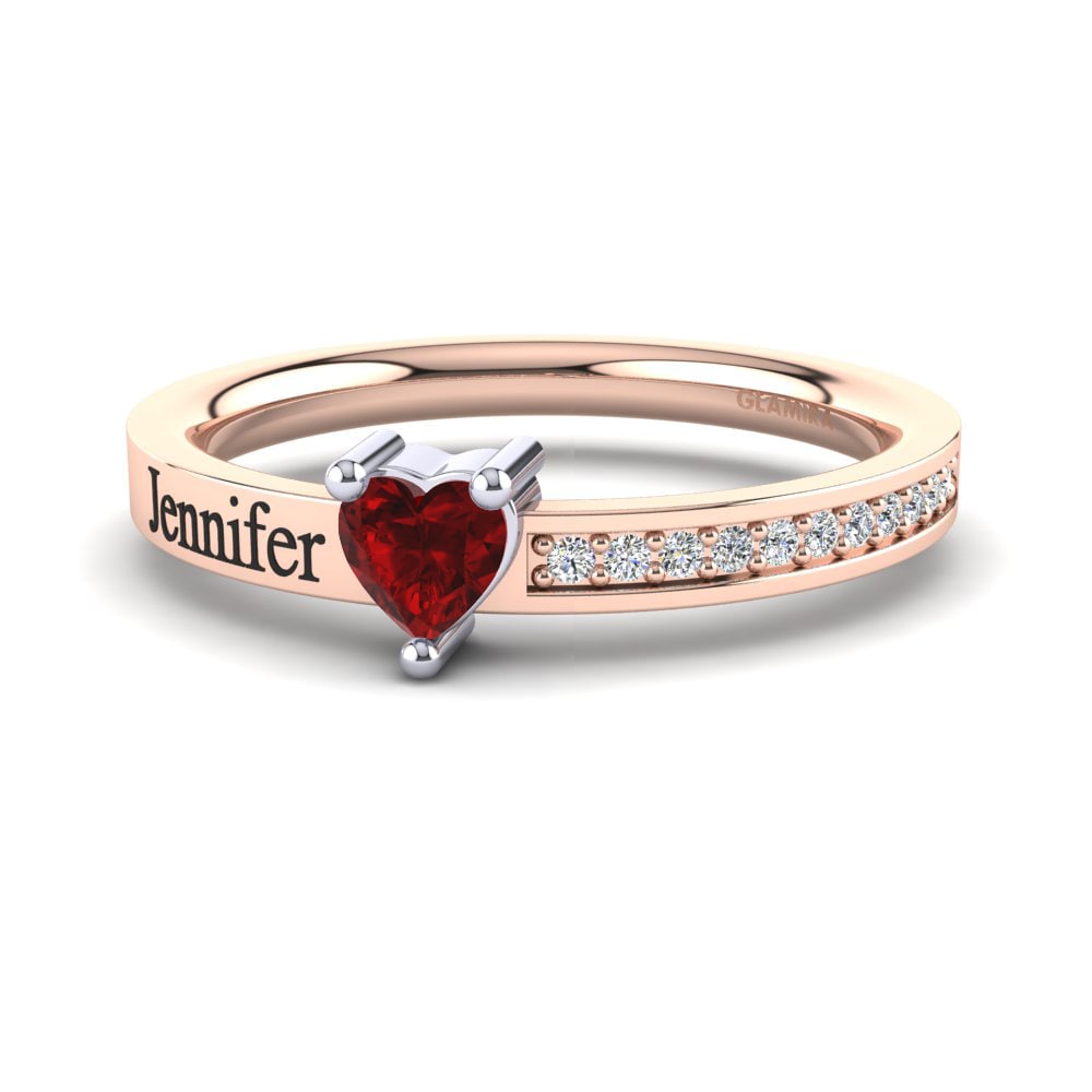 14K Rose & White Gold Red Zirconia Ring Quanika