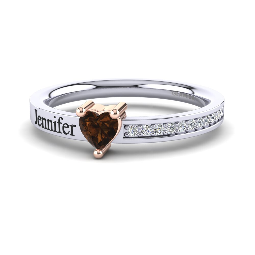 9ct White & Rose Gold Smoky Quartz Ring Quanika