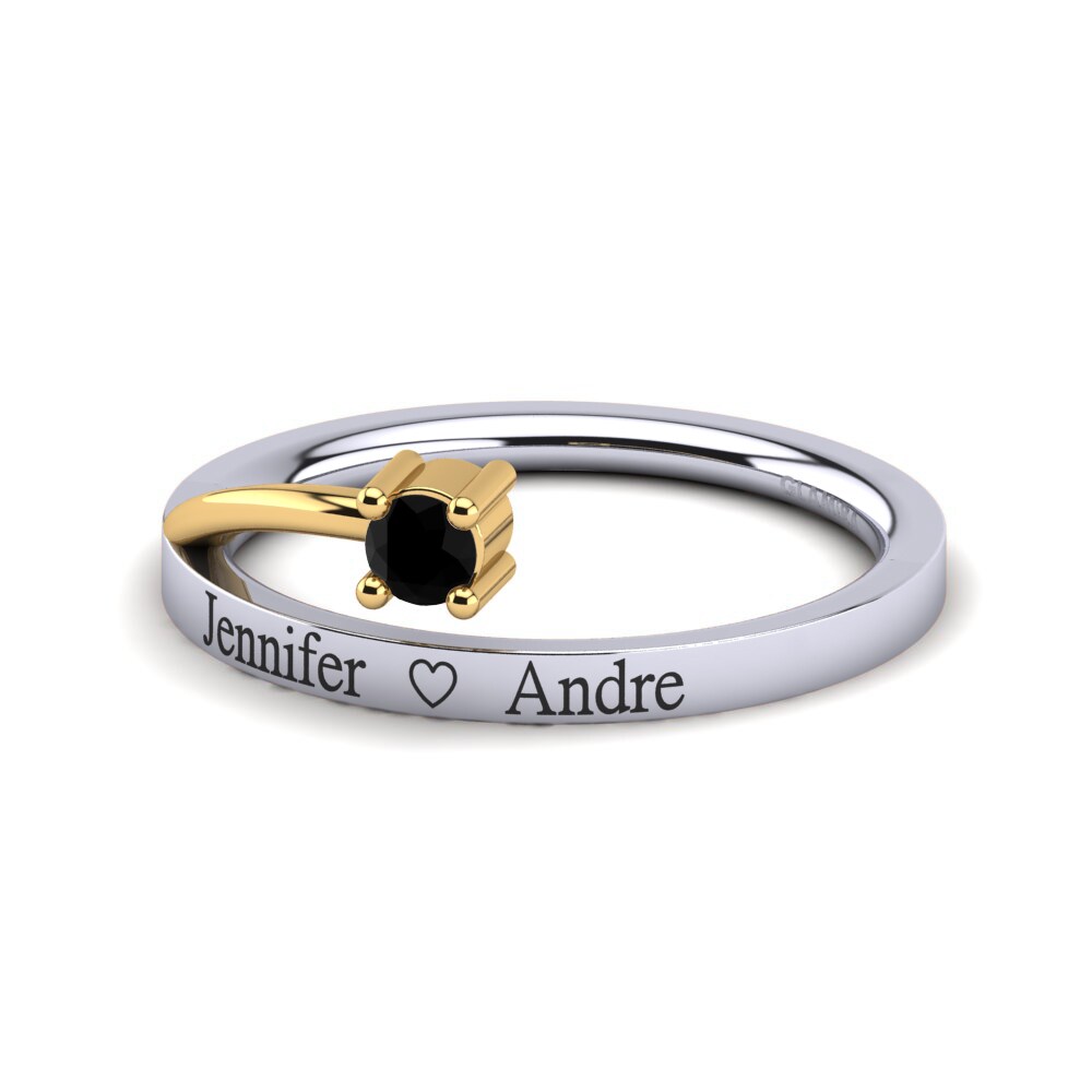 9ct White & Yellow Gold Black Onyx Ring Roassina