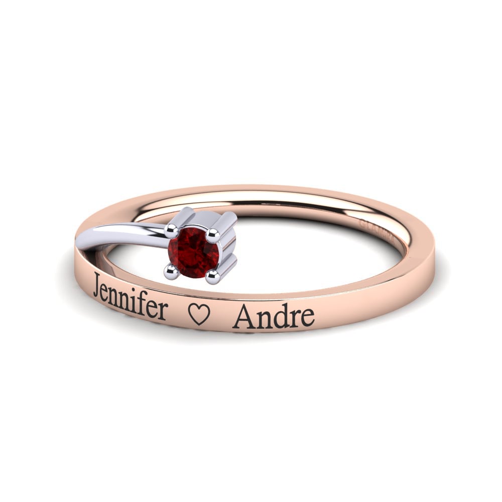 14K Rose & White Gold Red Zirconia Ring Roassina