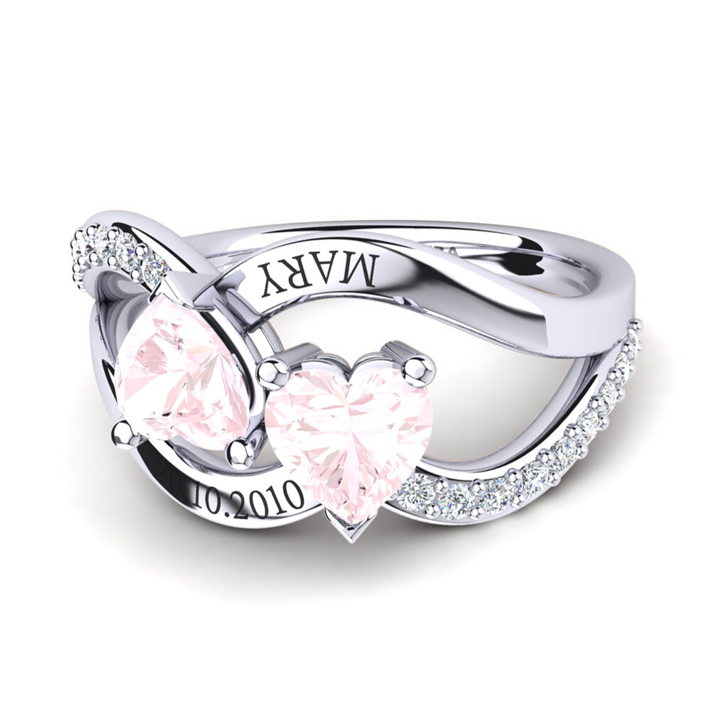 Or Blanc 9k Quartz Rose Bague Semasia