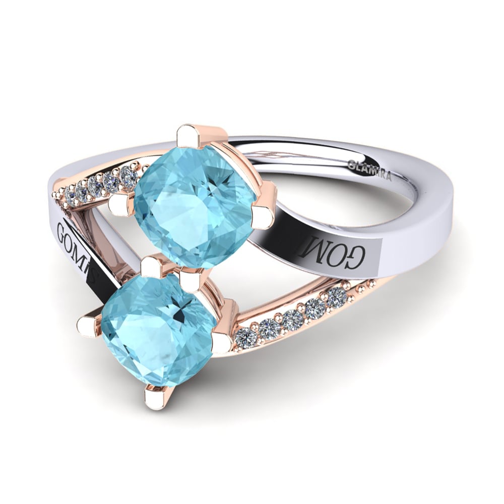 Weiss & Rotgold 585 Aquamarin Ringe Seneca