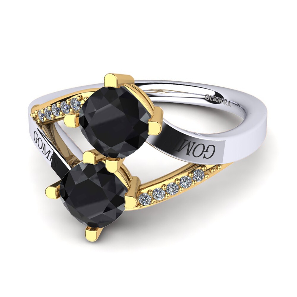 9ct White & Yellow Gold Black Onyx Ring Seneca