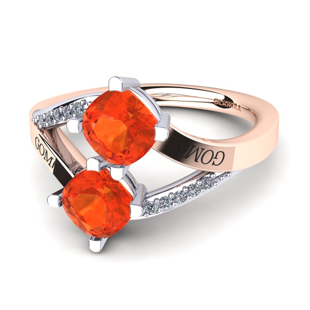 14ct Rose & White Gold Fire Opal Ring Seneca