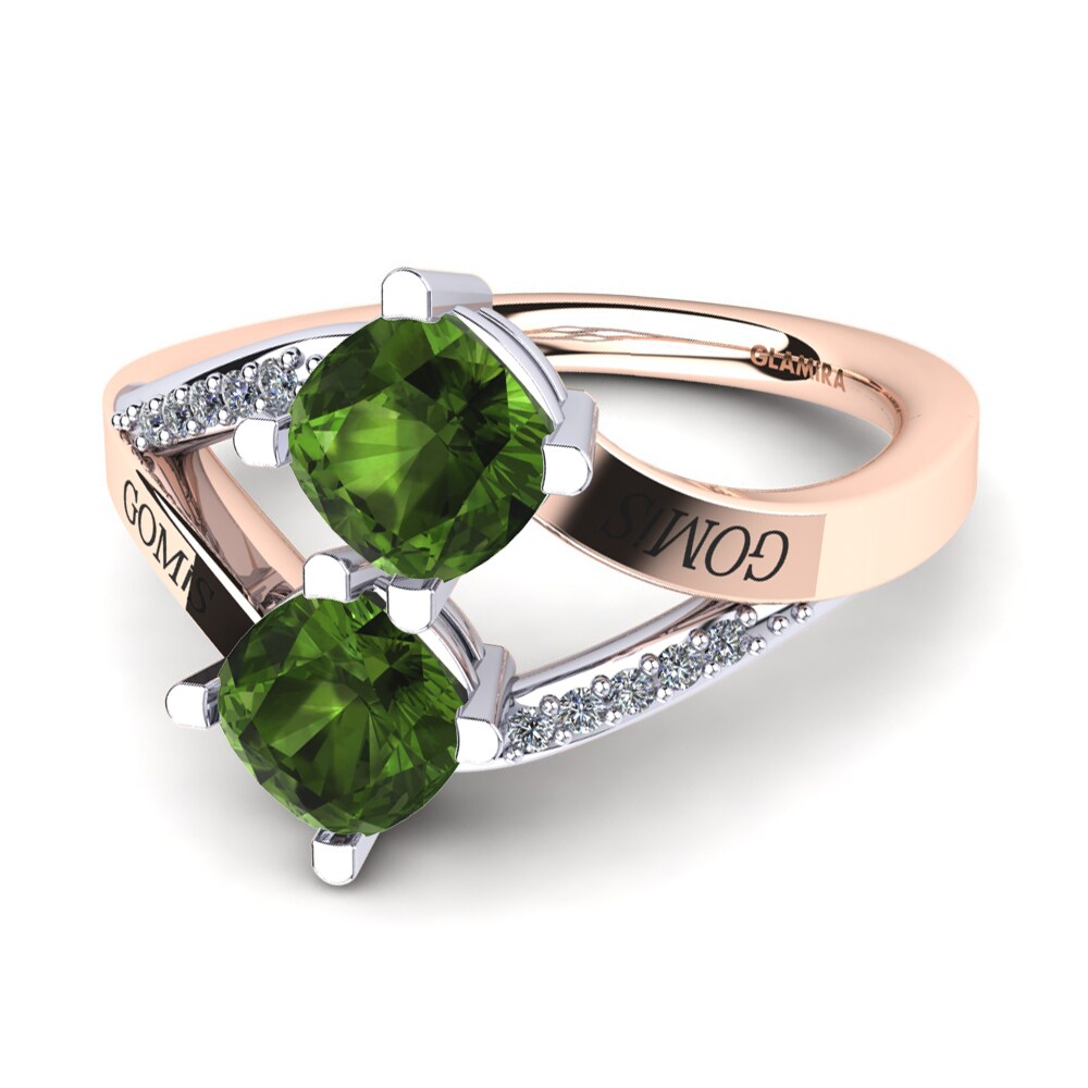 14ct Rose & White Gold Green Tourmaline Ring Seneca