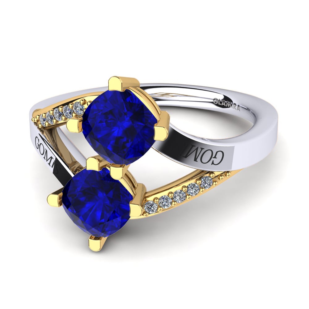 18ct White & Yellow Gold Sapphire (Lab Created) Ring Seneca