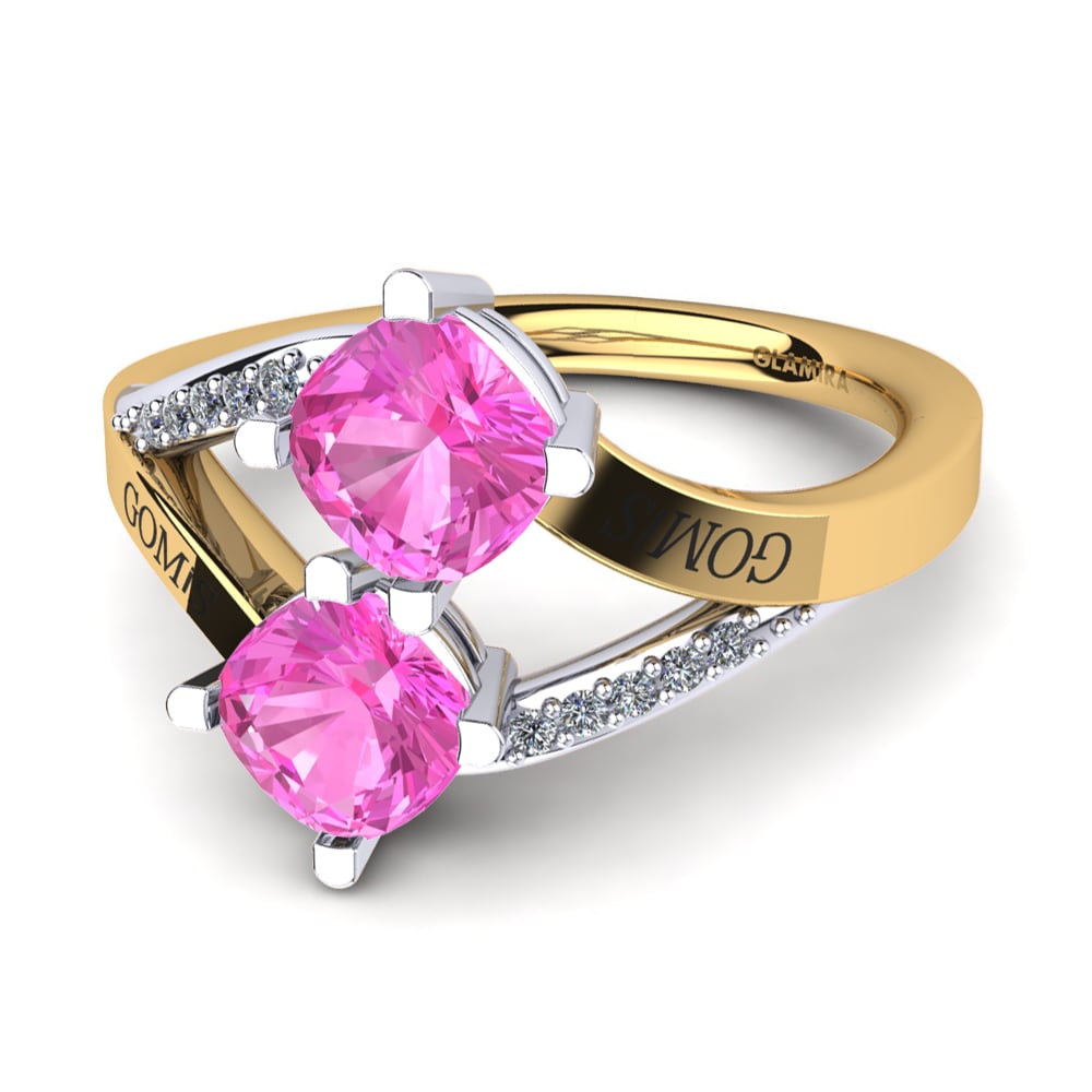 14ct Yellow & White Gold Pink Tourmaline Ring Seneca