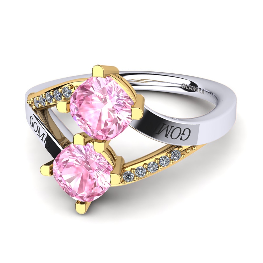 18ct White & Yellow Gold Pink Sapphire Ring Seneca