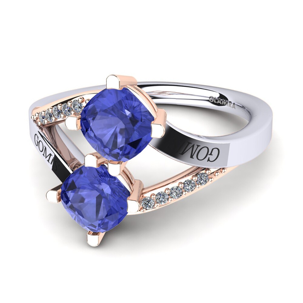 14ct White & Rose Gold Tanzanite Ring Seneca