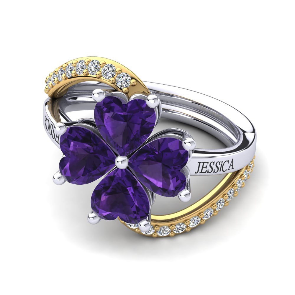 Weiss & Gelbgold 585 Amethyst Ringe Shaune