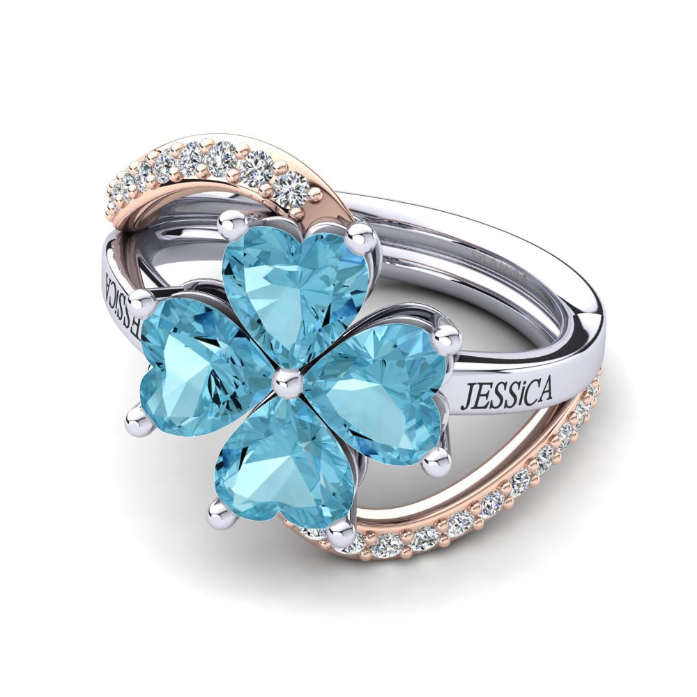 Weiss & Rotgold 585 Aquamarin Ringe Shaune