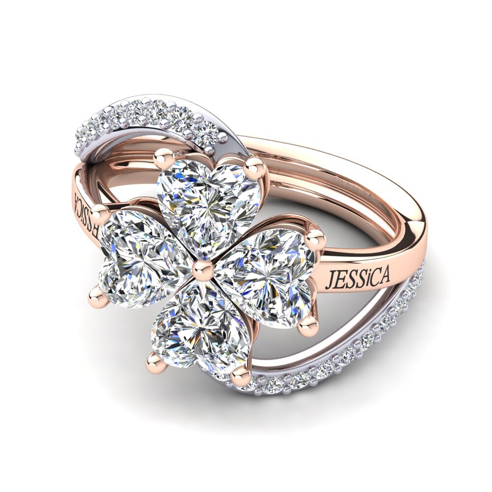 585 Rot & Weissgold Labor-gezüchteter Diamant Ringe Shaune