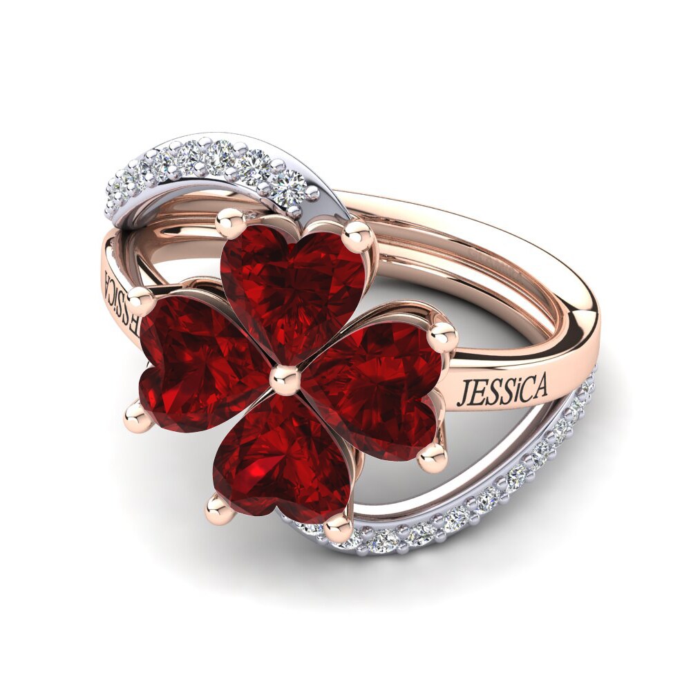 14K Rose & White Gold Red Zirconia Ring Shaune