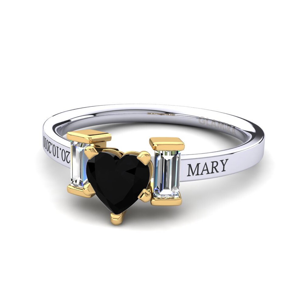 9ct White & Yellow Gold Black Onyx Ring Soterios