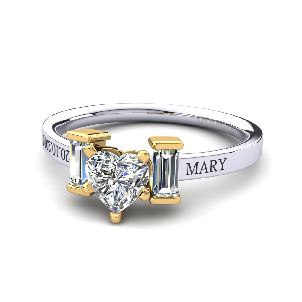 14ct White & Yellow Gold White sapphire Ring Soterios