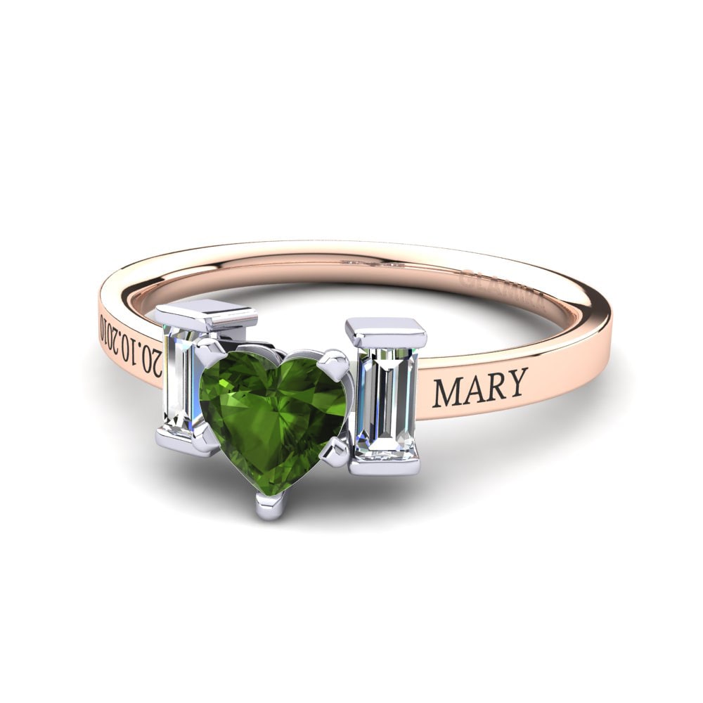 14ct Rose & White Gold Green Tourmaline Ring Soterios
