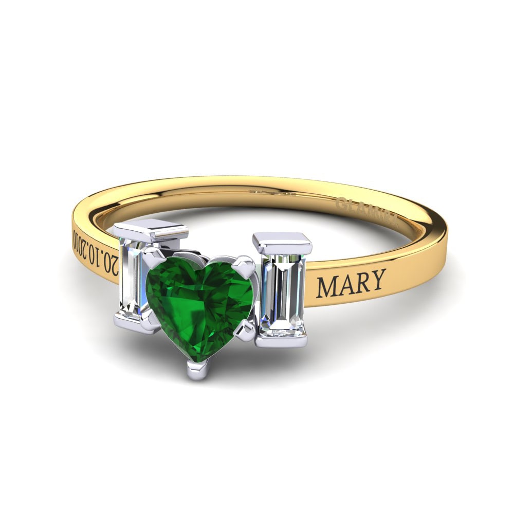 18ct Yellow & White Gold Emerald (Lab Created) Ring Soterios