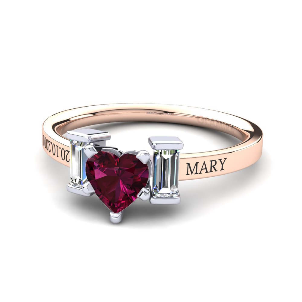 18ct Rose & White Gold Rhodolite Garnet Ring Soterios