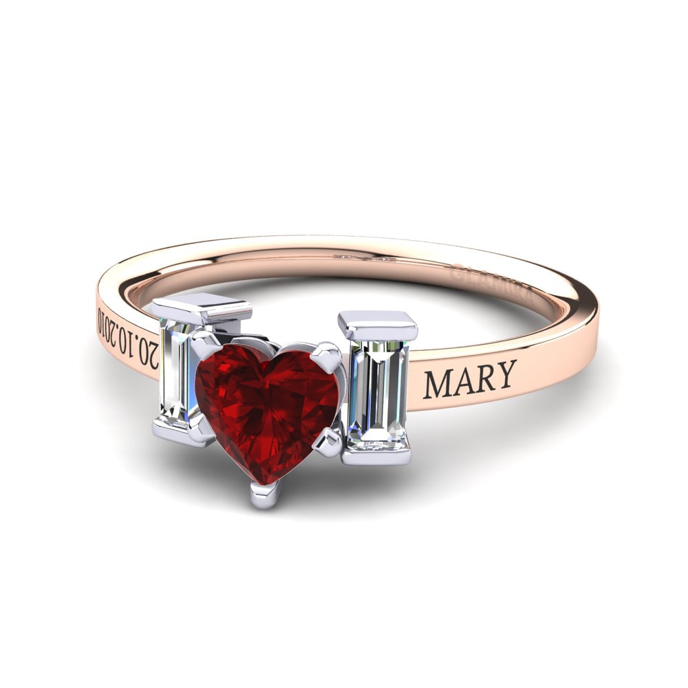 14K Rose & White Gold Red Zirconia Ring Soterios
