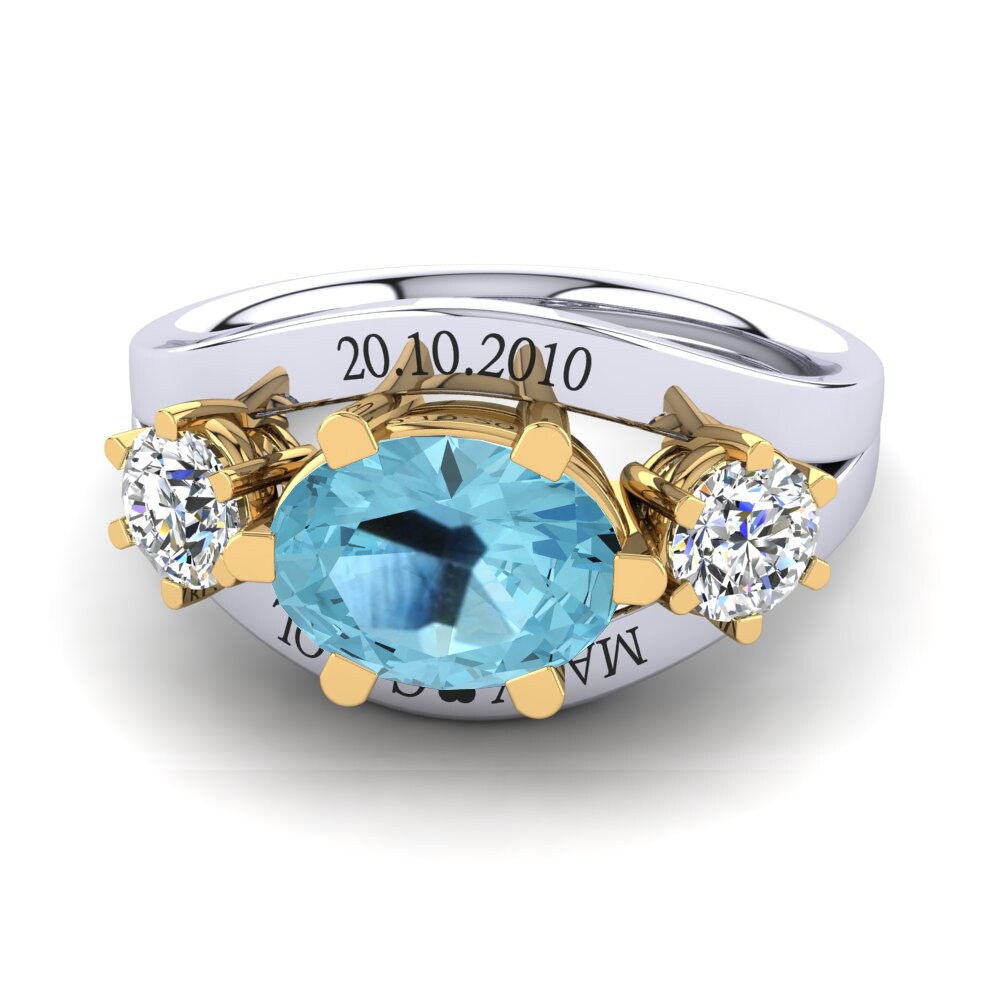 14ct White & Yellow Gold Aquamarine Ring Spencre