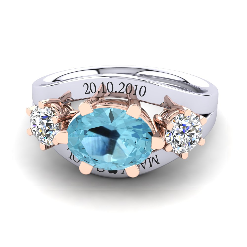 Weiss & Rotgold 585 Aquamarin Ringe Spencre
