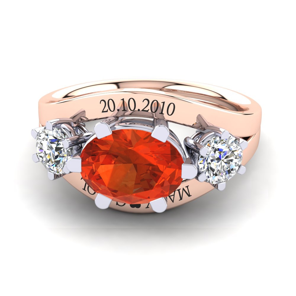14ct Rose & White Gold Fire Opal Ring Spencre