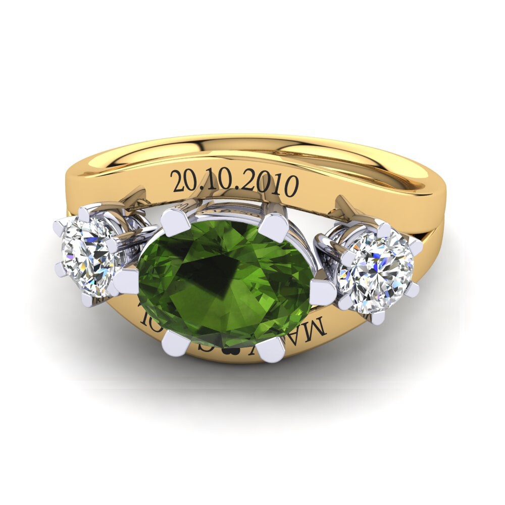 14ct Yellow & White Gold Green Tourmaline Ring Spencre