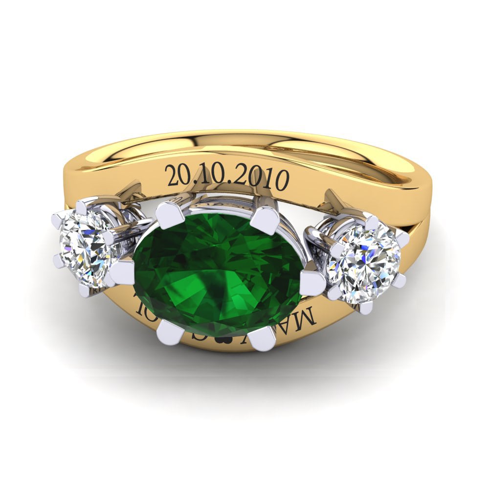18ct Yellow & White Gold Emerald (Lab Created) Ring Spencre