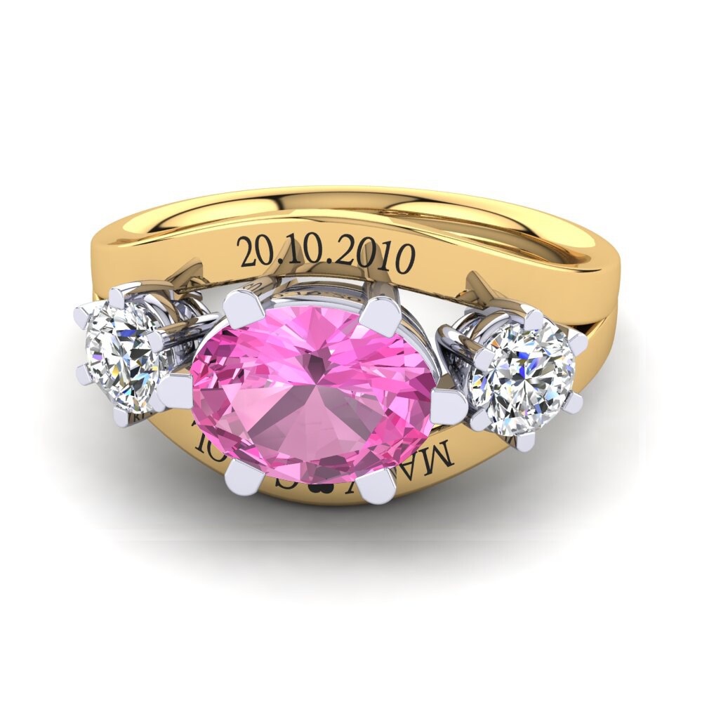 14ct Yellow & White Gold Pink Tourmaline Ring Spencre