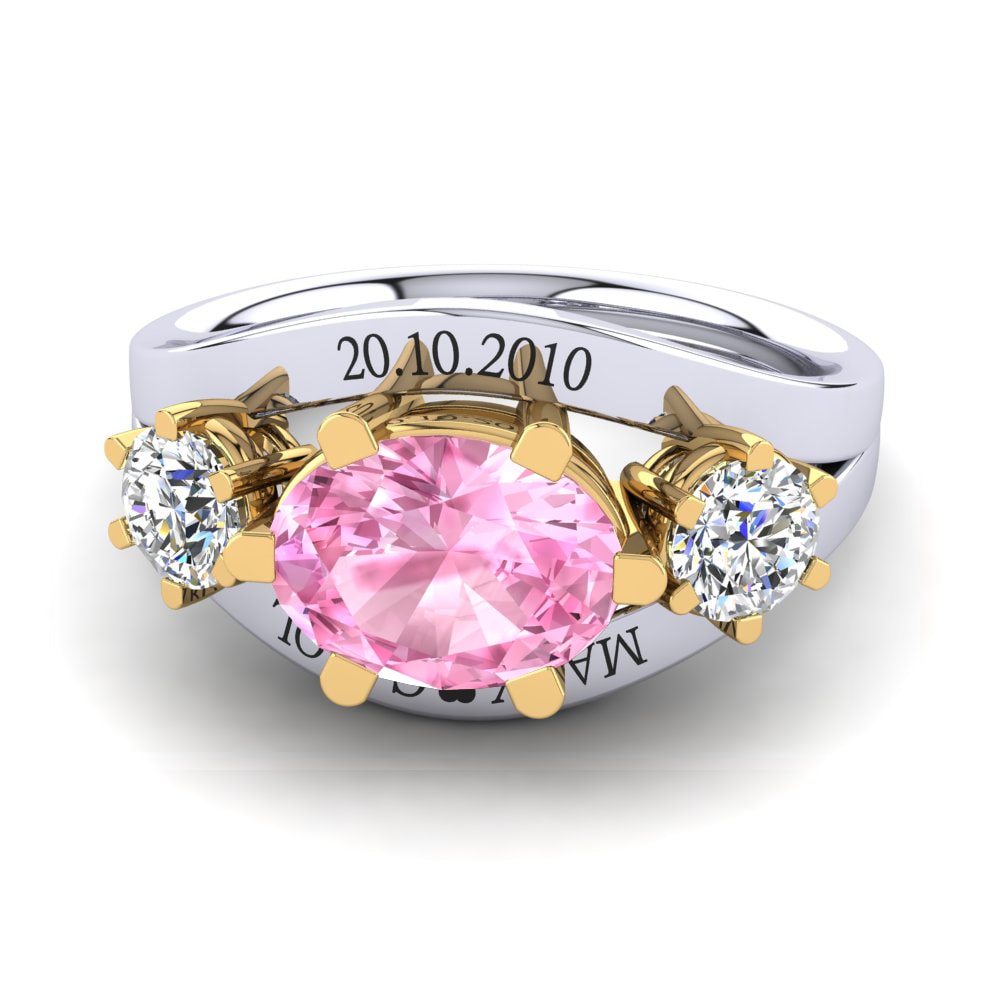 18ct White & Yellow Gold Pink Sapphire Ring Spencre