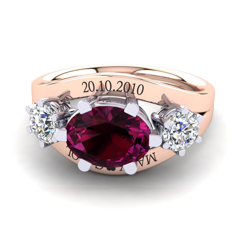 18ct Rose & White Gold Rhodolite Garnet Ring Spencre