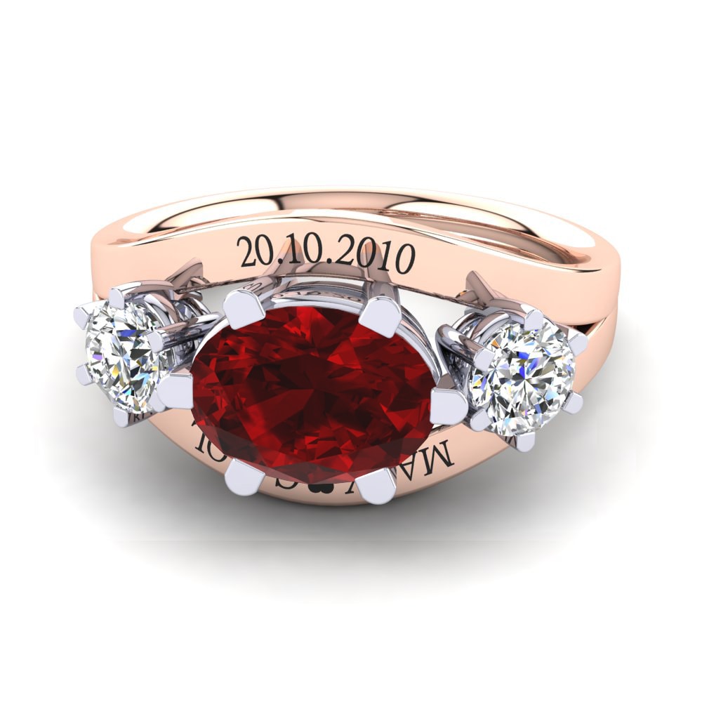 14K Rose & White Gold Red Zirconia Ring Spencre