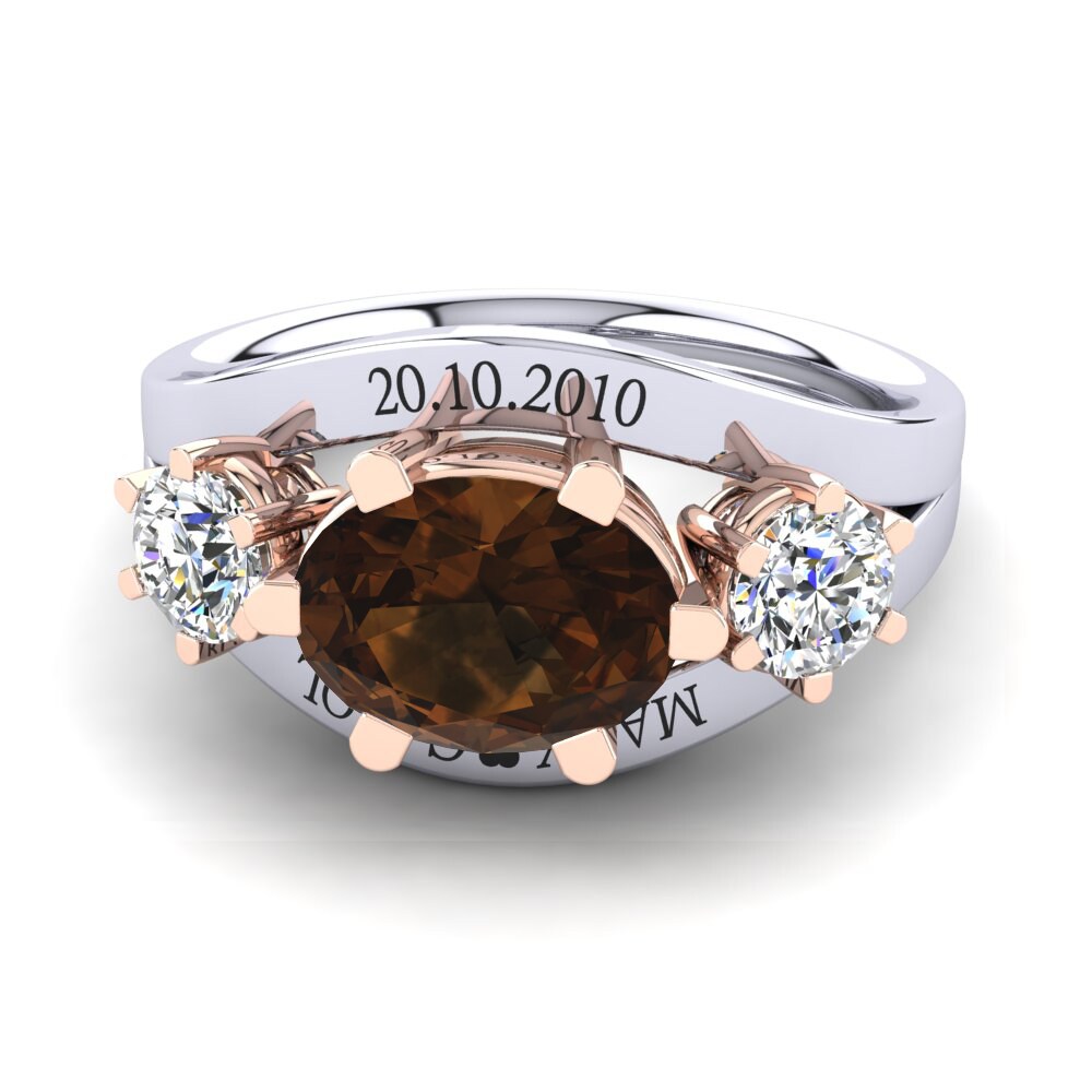 9ct White & Rose Gold Smoky Quartz Ring Spencre