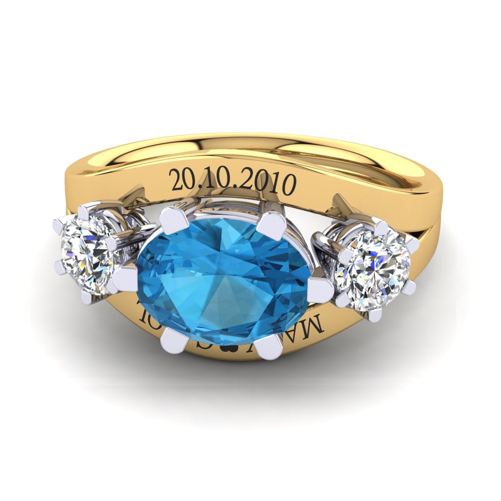 18ct Yellow & White Gold Blue Topaz Ring Spencre